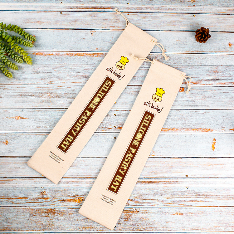 厂家批发长款棉布束口袋餐具包装抽绳袋不锈钢吸管收纳棉布袋