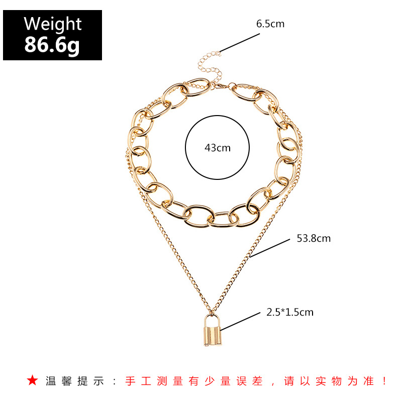 Fashion Creative Alloy Double-layer Lock Pendant Necklace display picture 10