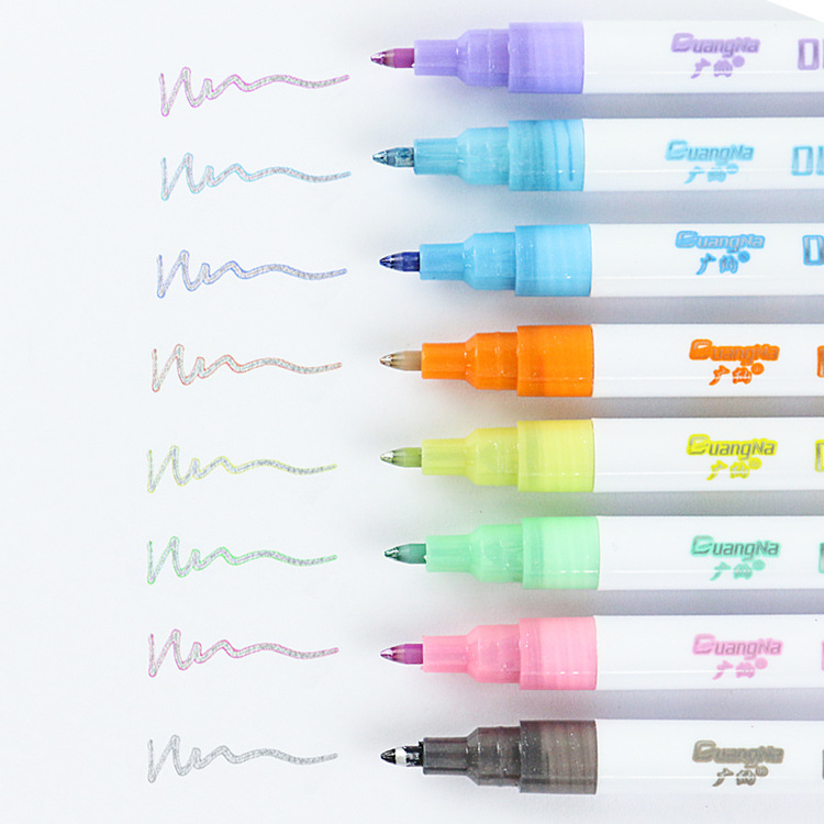 广纳153双线笔套装8色12色轮廓笔闪光金属笔厂家批发0.7笔头线幅
