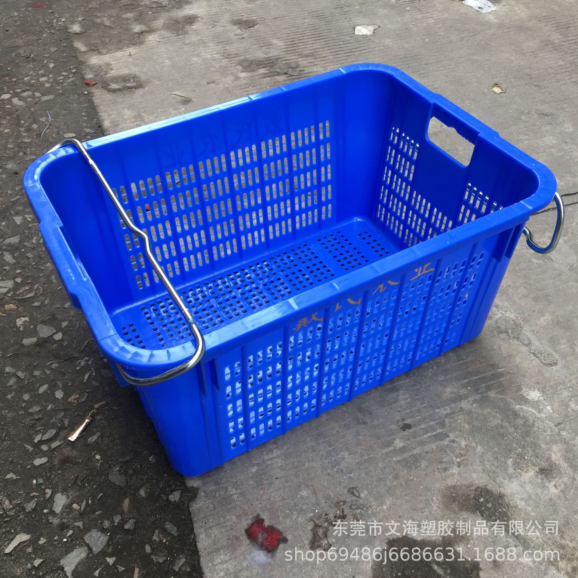 生产批发山东带铁把手周转筐 加厚铁耳萝 蔬果基地通用菜萝可烫字