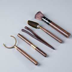 [Super low price] Tea ceremony six gentlemen spare parts ebony five-piece set, tea spoon, cup and fork, tea needle, pot and pen wholesale