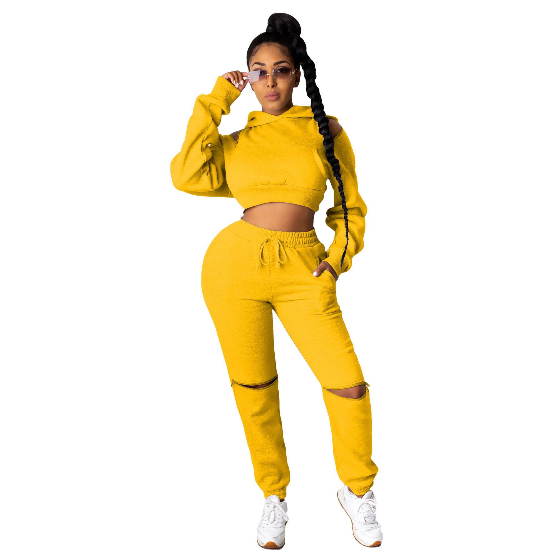 zipper stitching sweatshirt trousers two-piece set nihaostyles clothing wholesale NSALI85448