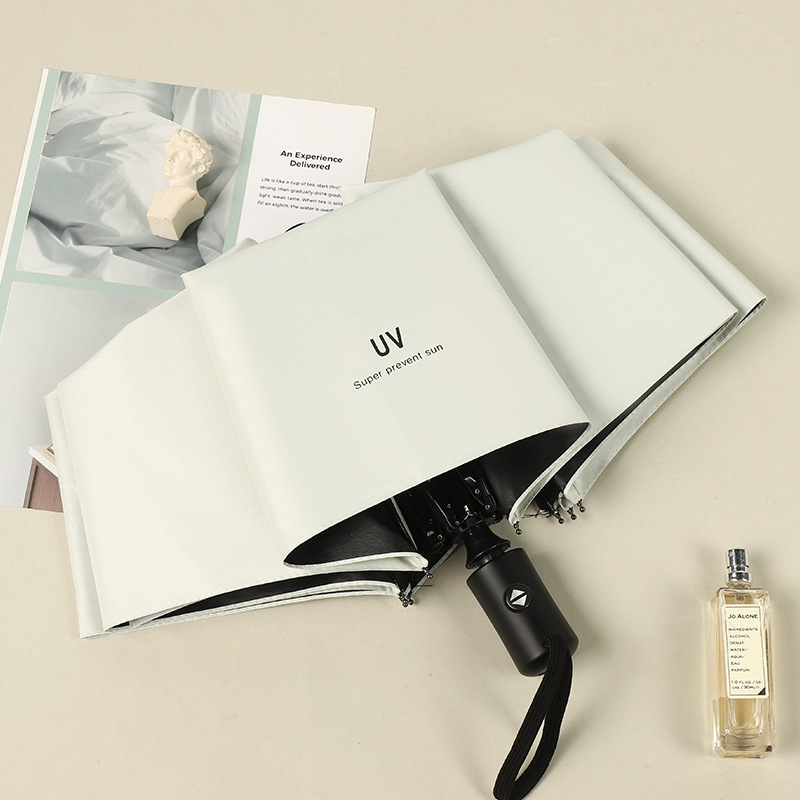 白-8骨黒ゴム自動晴雨傘