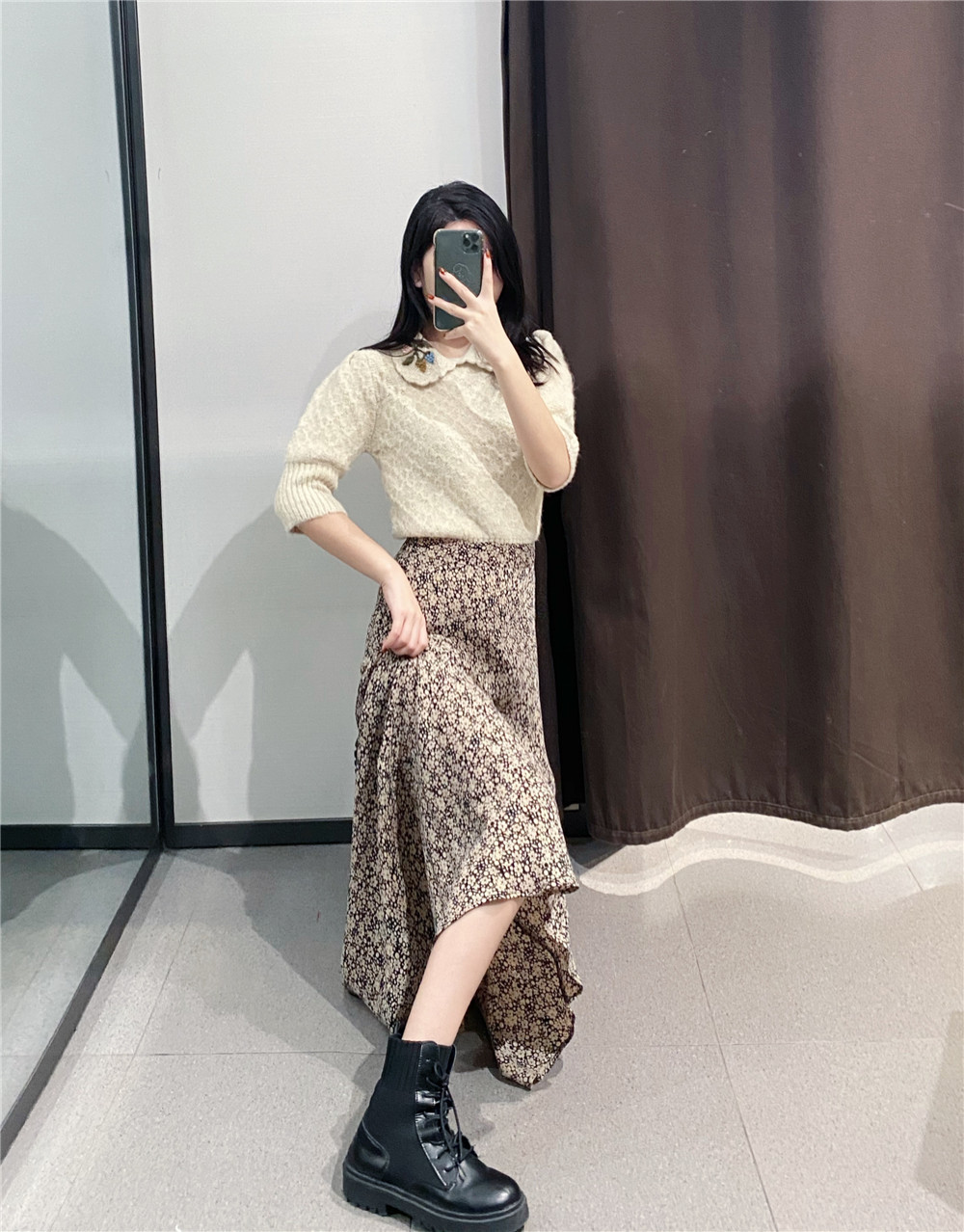 winter print midi skirt  NSAM9300