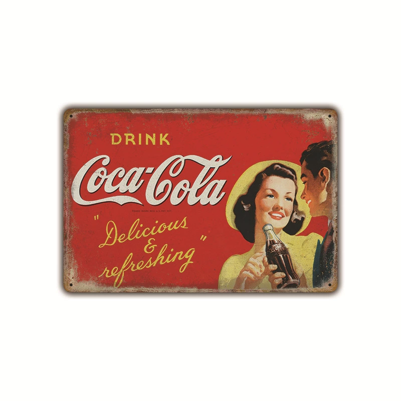 Безрамочная металлическая вывеска (Coca-Cola) ретро рекламный плакат, 20×30 см, винтажное декоративное украшение