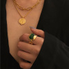 Trend capacious ring, chain emerald, internet celebrity, with gem