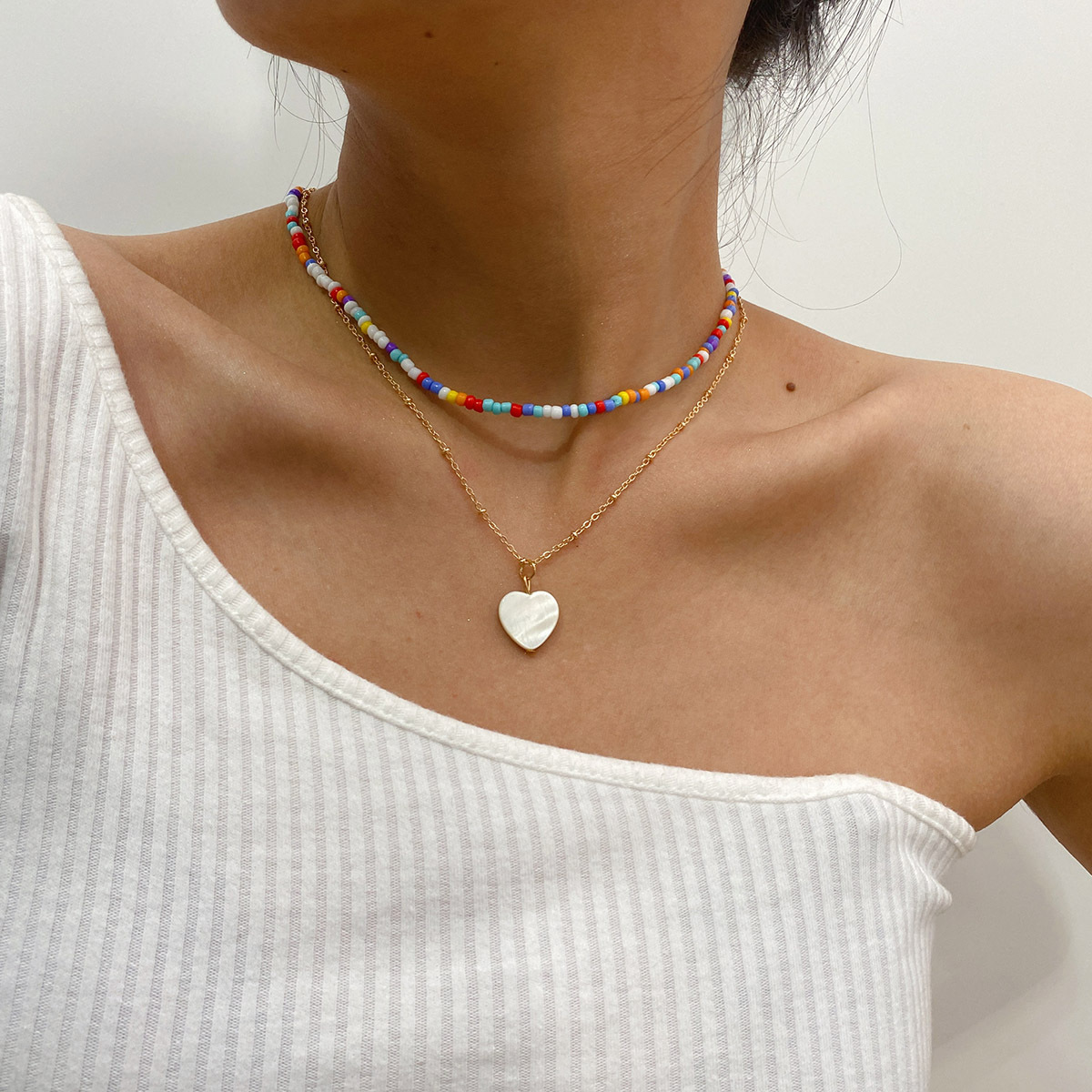 Fashion Wild Beaded Clavicle Chain Geometric Color Rice Bead Alloy Necklace display picture 2