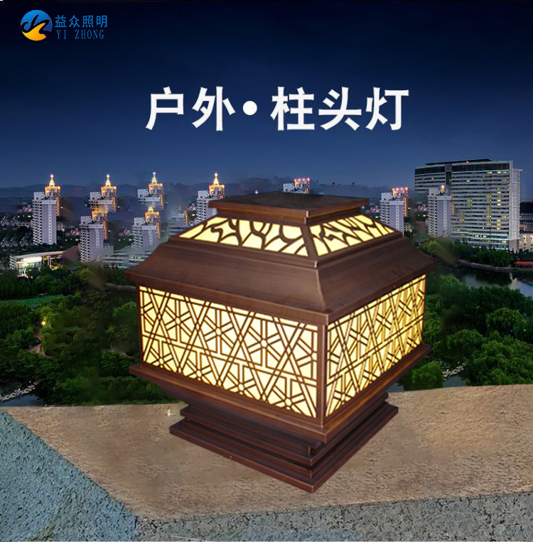 户外大理石柱头灯不锈钢电镀拉丝别墅小区景观灯售楼部特色矮柱灯|ms