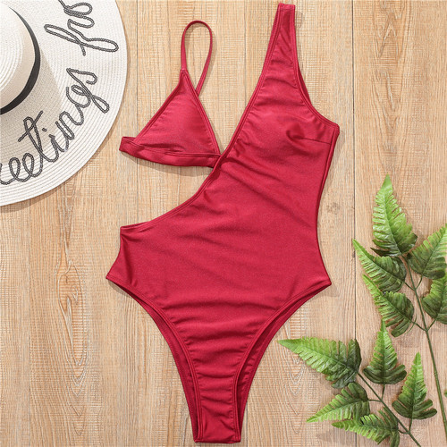 One piece pure triangle cup sexy swimsuit bikini for women