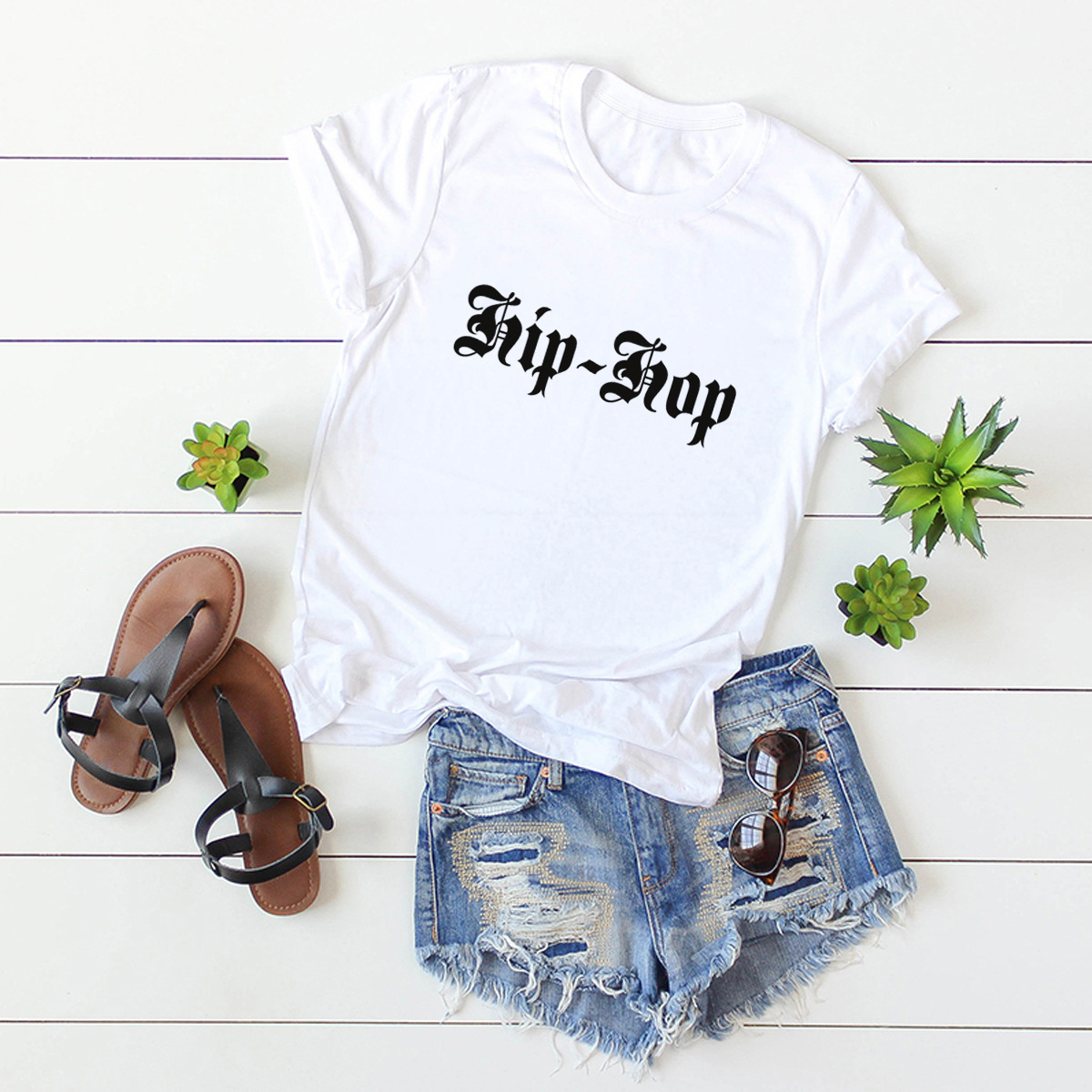 casual letters printed short-sleeved women s T-shirt NSSN1812