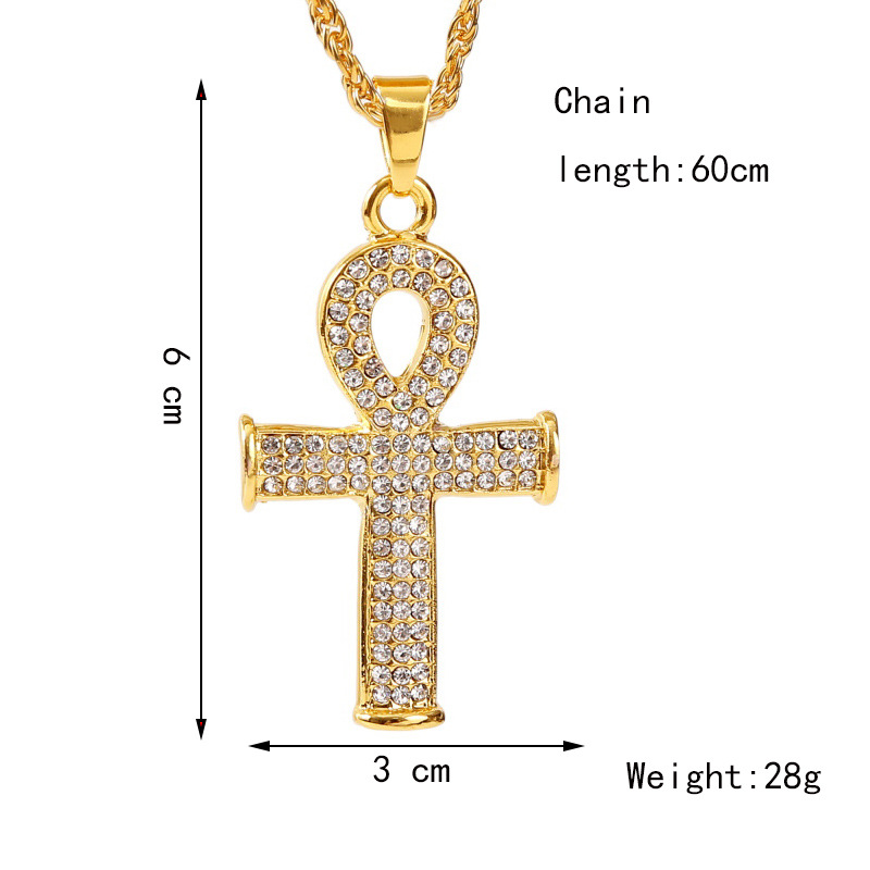 exaggerated hip hop cross necklace creative hip-hop rhinestone pendant jewelry wholesale nihaojewelr