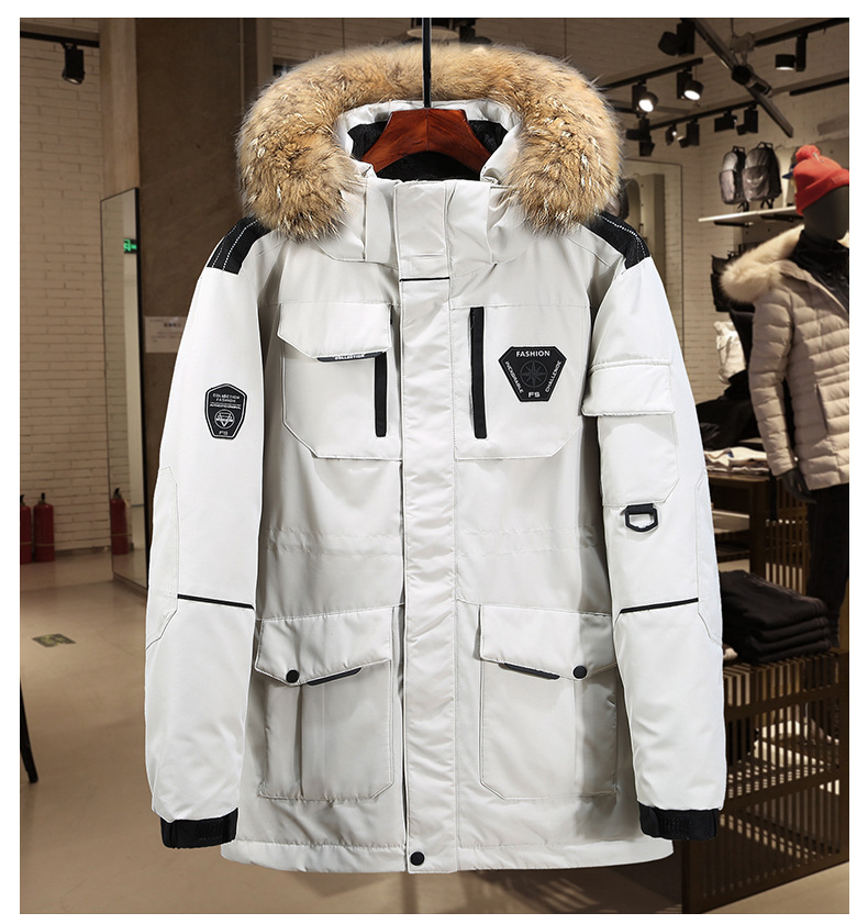 Herren Mantel Jacke mittellang beliebte Arbeitsjacke abnehmbare Kapuze große Größe Manteloberteil 5858_voghion.com