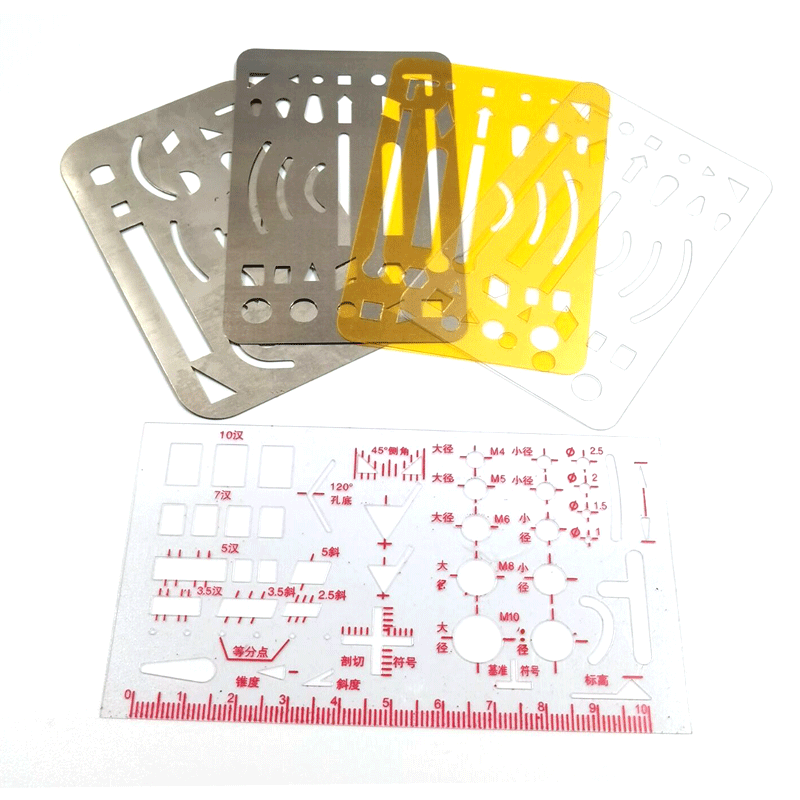 不锈钢多用擦图片 塑料机械制图插图板 工程绘图插图片模板尺