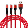 Universal nylon woven charging cable, 1.2m, three in one