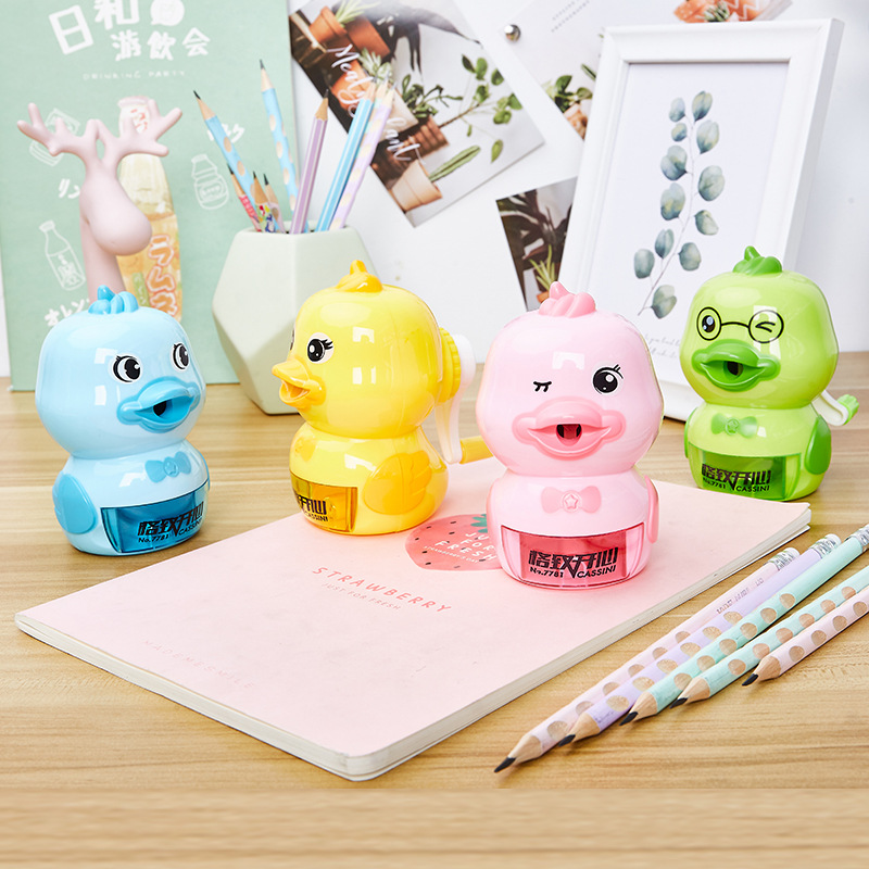 Gezhihappy 7781 qué tipo de sacapuntas de lápiz de pato creativo excelente sacapuntas pluma automática de alimentación puede cortar Sacapuntas de lápiz de plomo de color