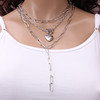 Accessory, fashionable chain with tassels heart-shaped, universal necklace, European style