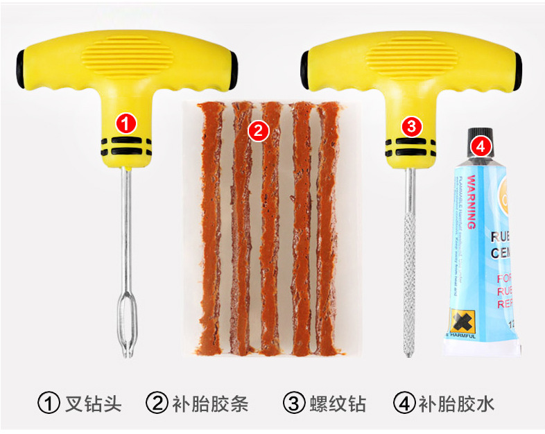 Car Tire Repair Tool Kit Vacuum Tire Emergency Patch Strip Quick Glue Liquid Tool Box for Electric Vehicles