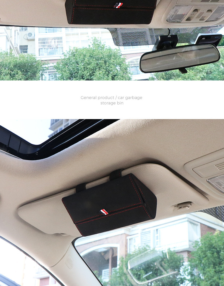 High-End Multifunctional Car Glasses Holder, Leather Car Sun Visor Storage Box, Car Sunglasses Holder