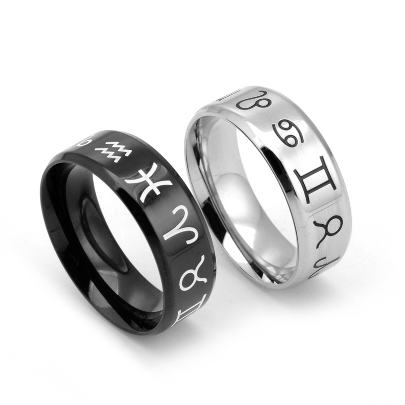 Simple Style Symbol Titanium Steel Plating Couple Rings display picture 3