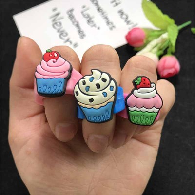 Amazon cross-border children Cartoon Cake series pvc Soft glue Ring Glue children Ring gift customized