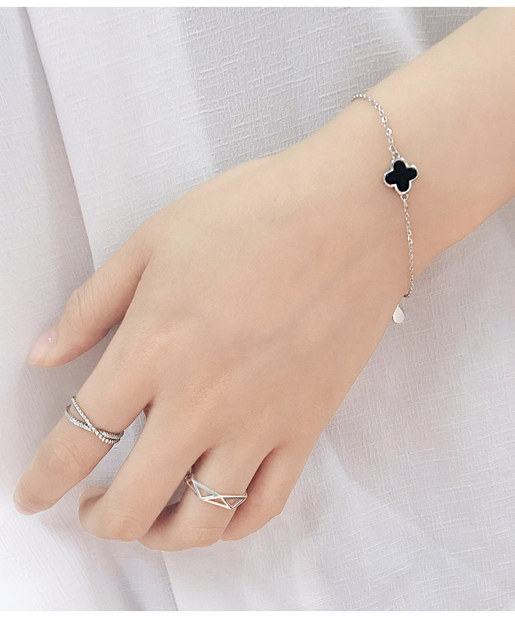 Korean S925 Sterling Silver Geometric Cross Ring display picture 3