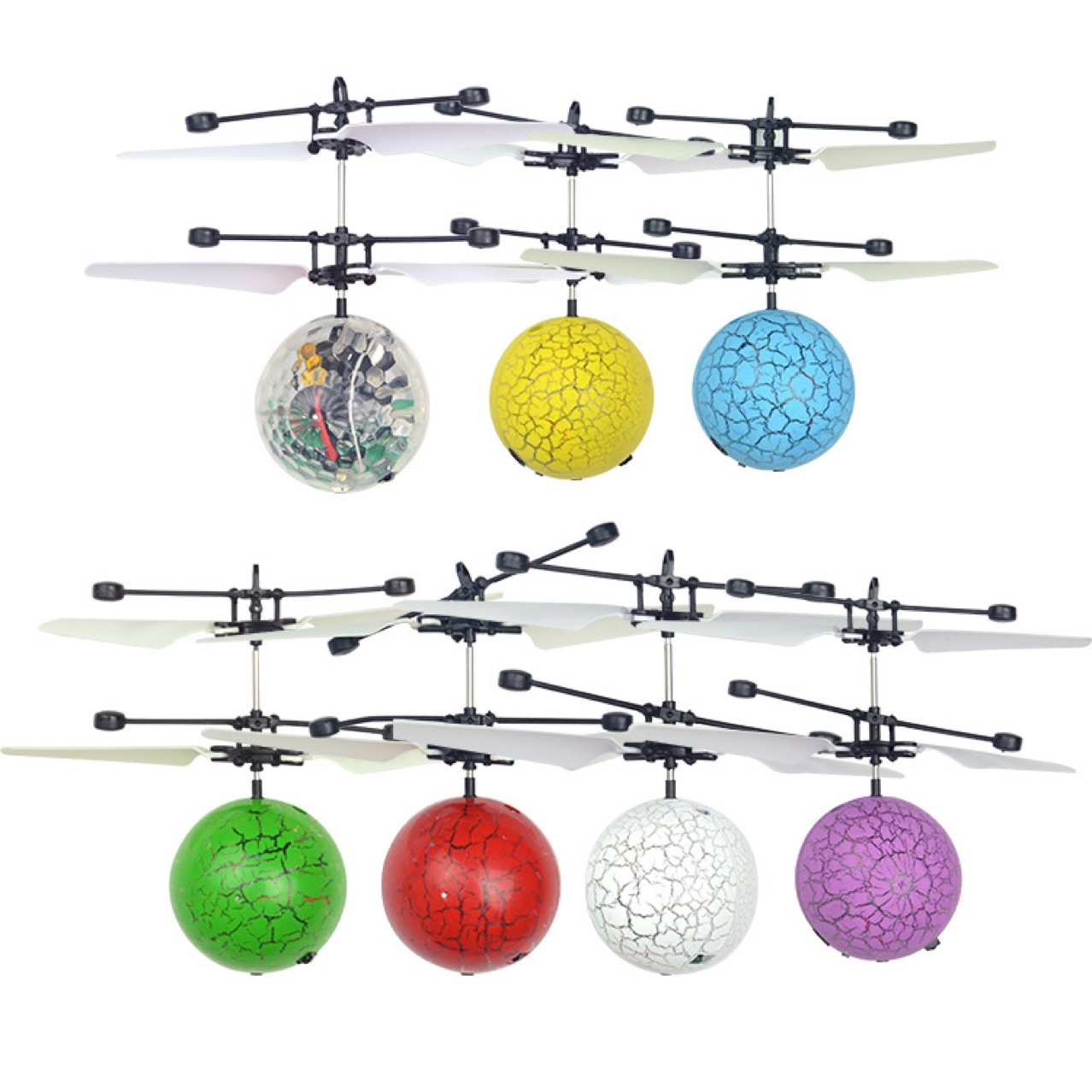 跨境爆款裂纹球悬浮感应飞行器 手势感应小飞仙水晶球 发光玩具|ru