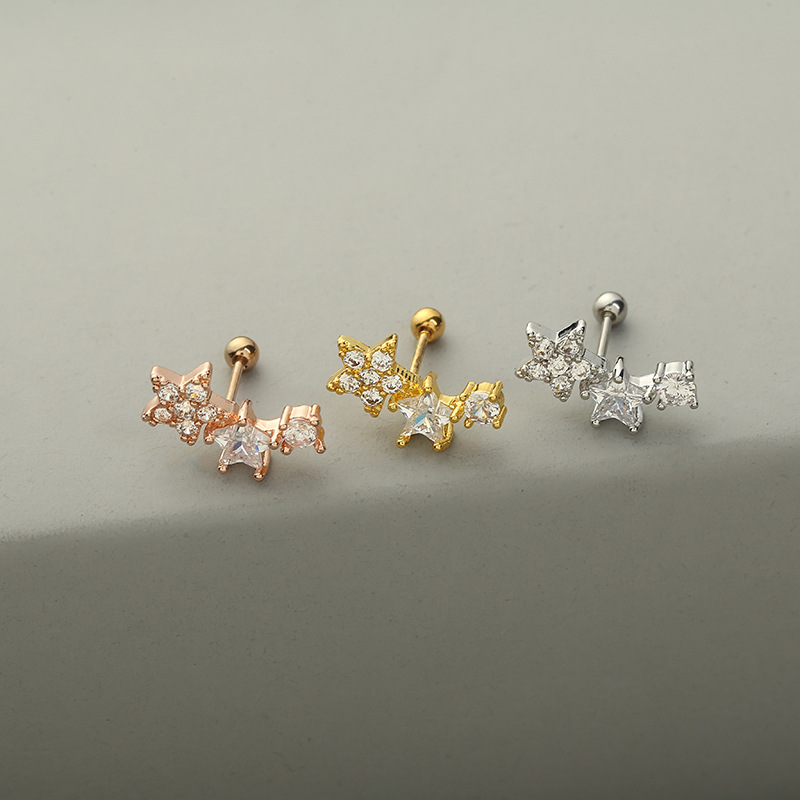 1 Pièce Mode Couleur Unie Incruster Le Cuivre Zircon Boucles D'oreilles display picture 4