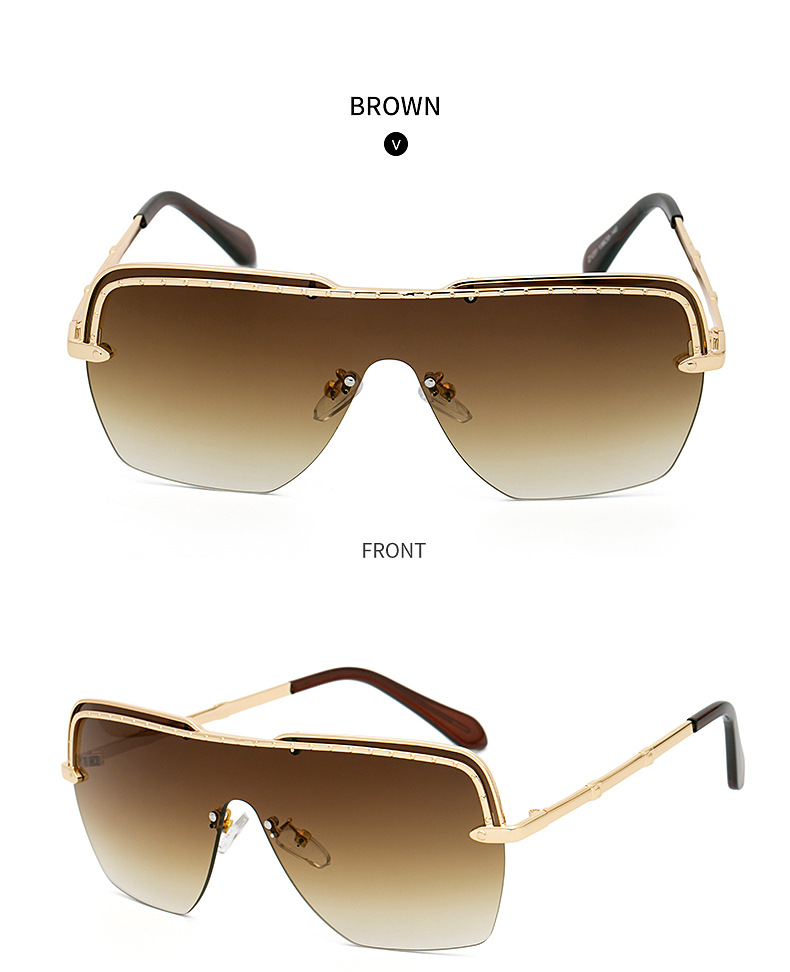 Fashion Half-frame One-piece Sunglasses display picture 3