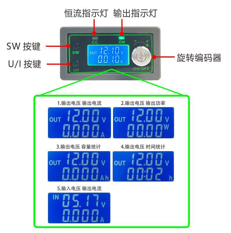 50V5A CNC step-down adjustable power supply module Voltage and current meter constant voltage constant current DC voltage regulator LCD display