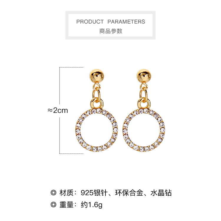 Nueva Moda Coreana Pendientes De Diamantes Engastados Pendientes De Diamantes Geométricos En Forma De Círculo display picture 13
