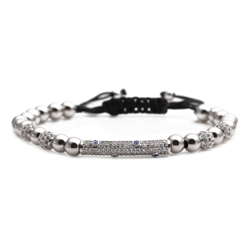 Bracelet Ajustable Tissé Oeil Du Diable Avec Perles De Cuivre Et Boule De Diamant display picture 3