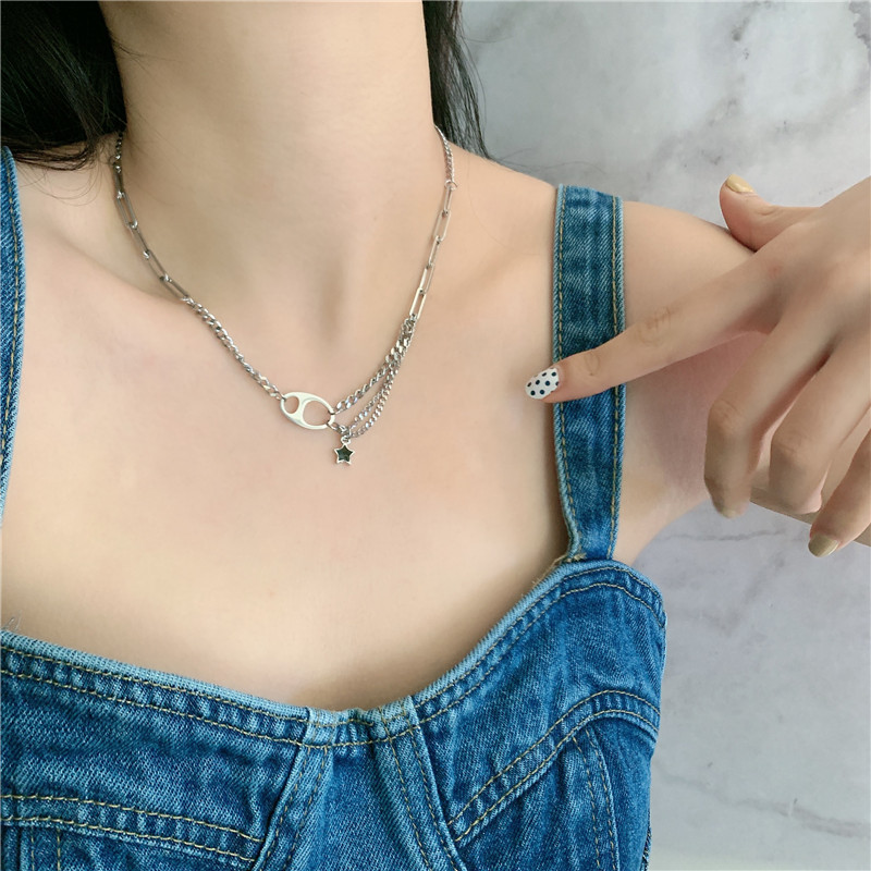 Korea Necklace Stars Retro Old Necklace Clavicle Chain Wholesale Nihaojewelry display picture 1