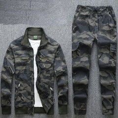 Factory supply new unisex camouflage elastic workwear set with multiple pockets, wear-resistant work protective clothing, casual.