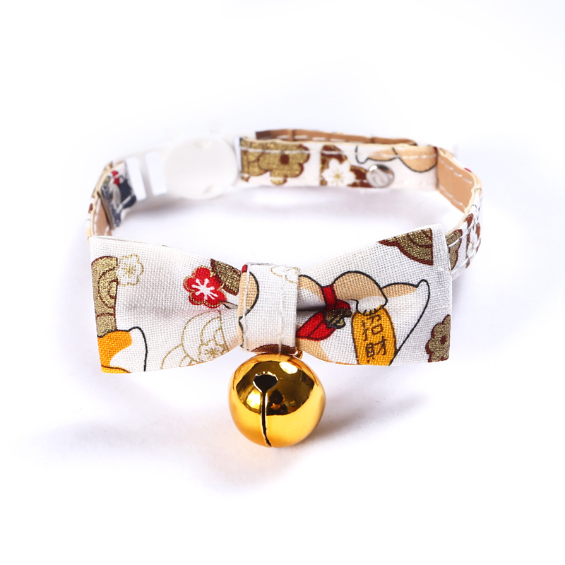 Gatos de ganancia ajustables perros de lazo de mascota collar de campana arco gatos perros collar general estilo japonés y coreano