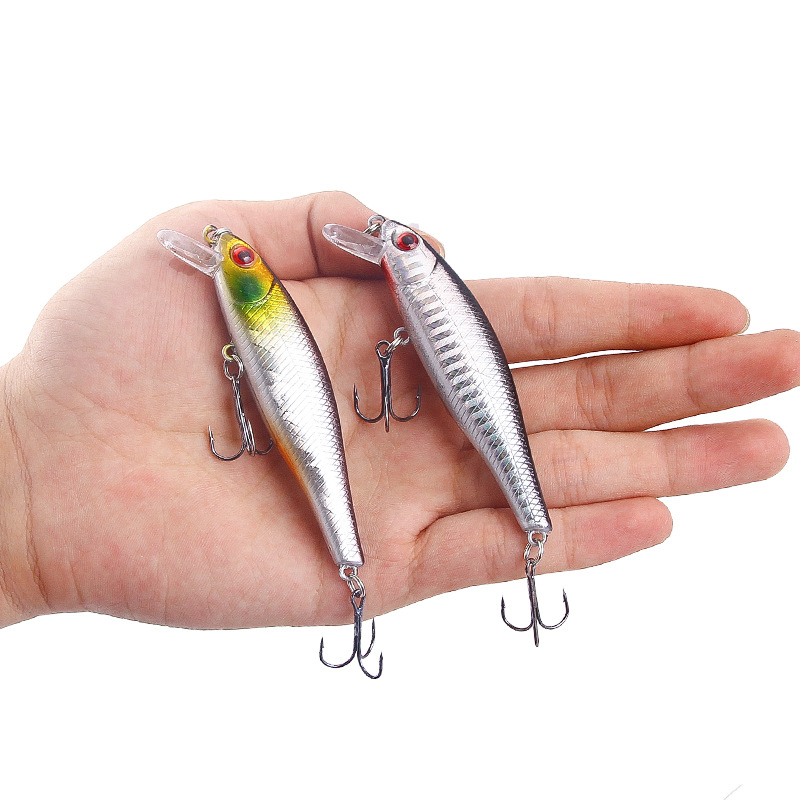 2 Pcs Shallow Diving Minnow Lure 95mm 8g Hard Sinking Minnow Fishing Baits Bass Trout Bowfin Saltwater Sea Fishing Lure