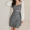 Contrast color stitching open waist and buttock dress