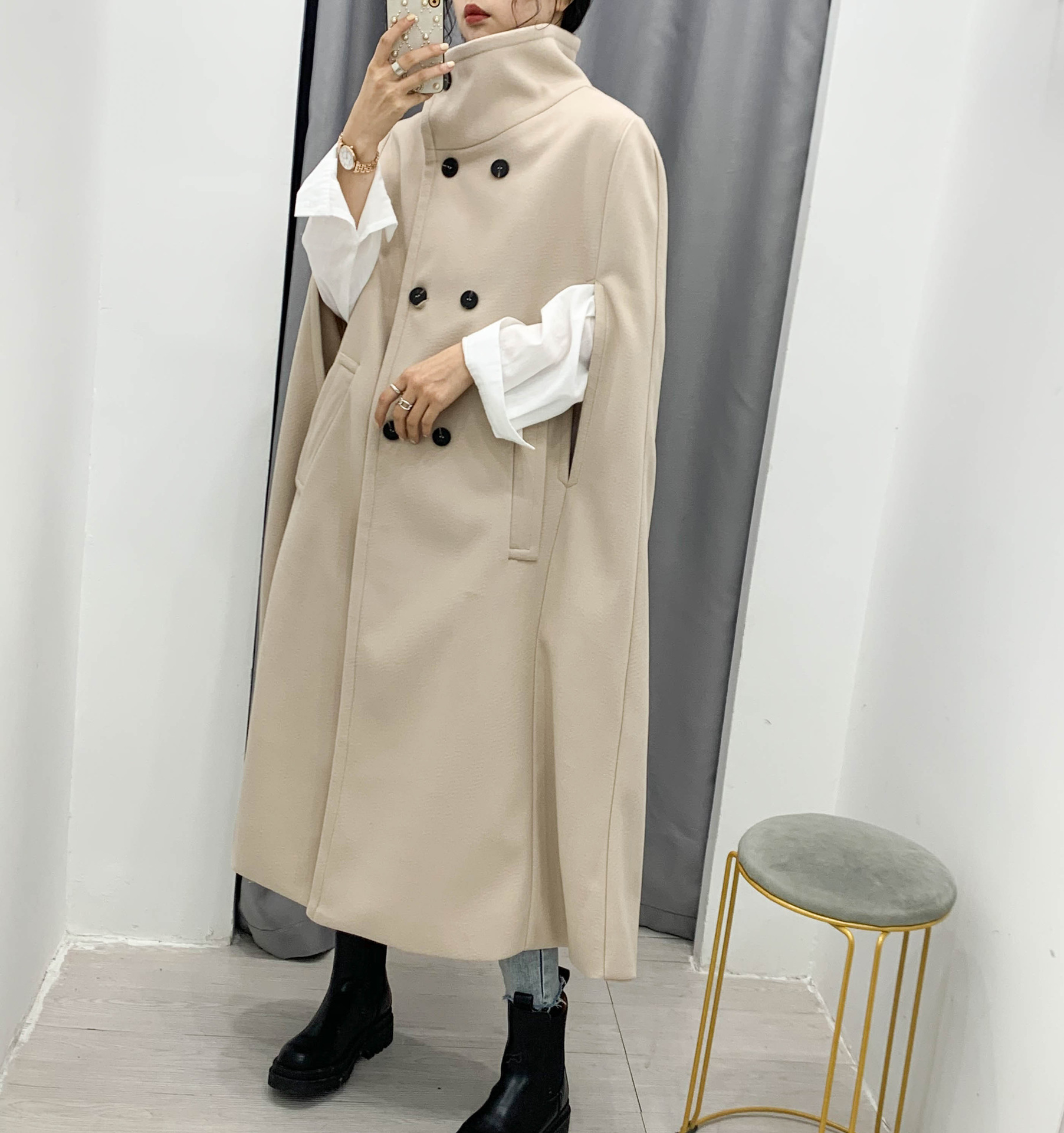 wholesale autumn and winter new women s double-breasted woolen cloak coat  NSAM3147