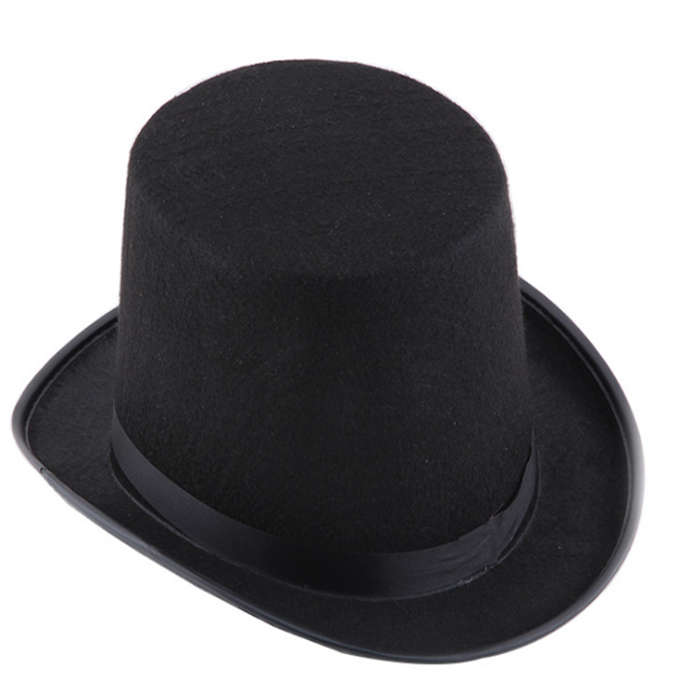 Yiwu fábrica directa sombrero de fieltro negro rendimiento sombrero de Lincoln sombrero negro no tejido sombrero de niños