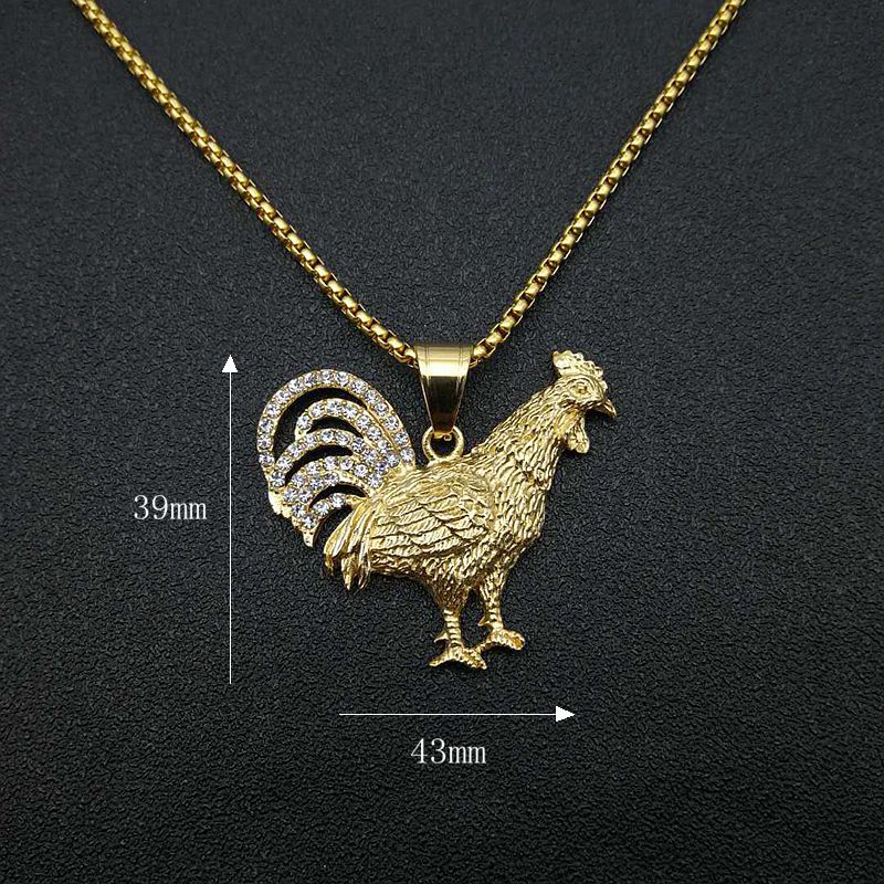 13g Weight Zircon Inlay Material Charms Classification Hip-hop Chicken Titanium Steel Plating Inlay Zircon Unisex Charms