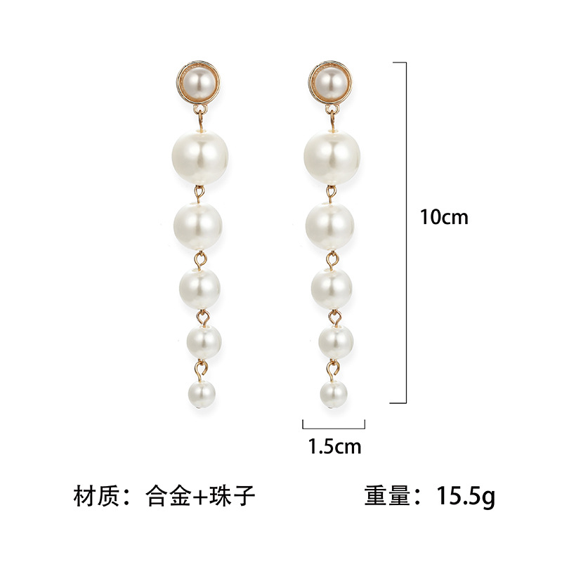 Simple Multi-size Pearl Long Earrings Wholesale Nihaojewerly display picture 11