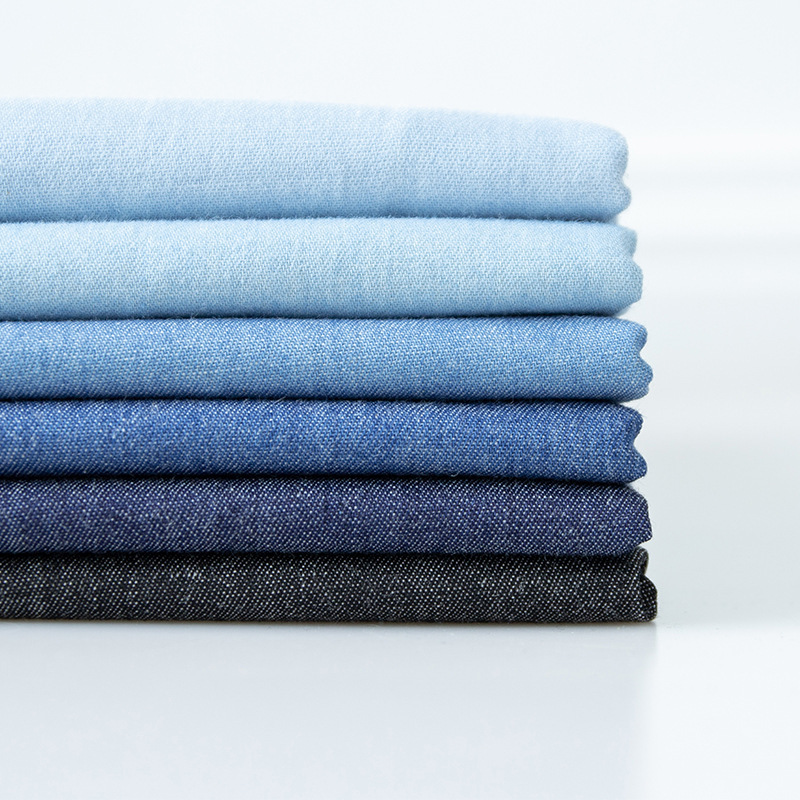 Cotton 32 Plain Yarn-dyed Washed Denim 4.5 oz Spring/Summer Jeans Shirt Fabric Spot Supply