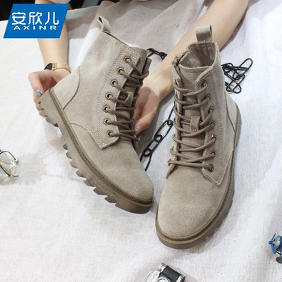 2020 new pattern Retro Scrub The first layer cowhide Riding boots Korean Edition personality British style The thickness of the bottom Motorcycle boots