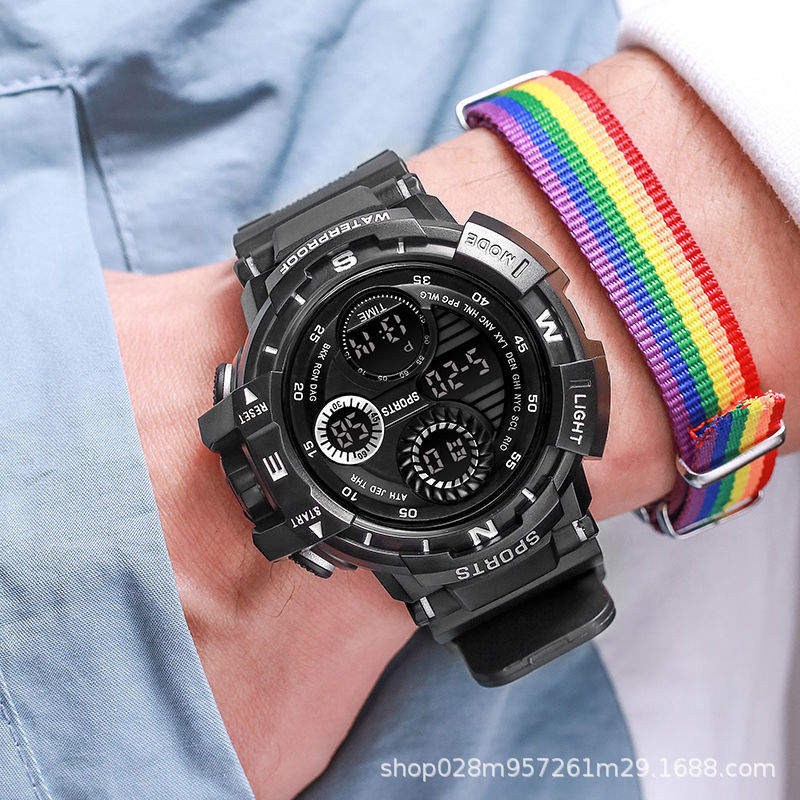 Suministro directo de fábrica 966 comercio exterior multi-funcional led luminoso impermeable tendencia deportiva estudiante reloj al por mayor reloj electrónico