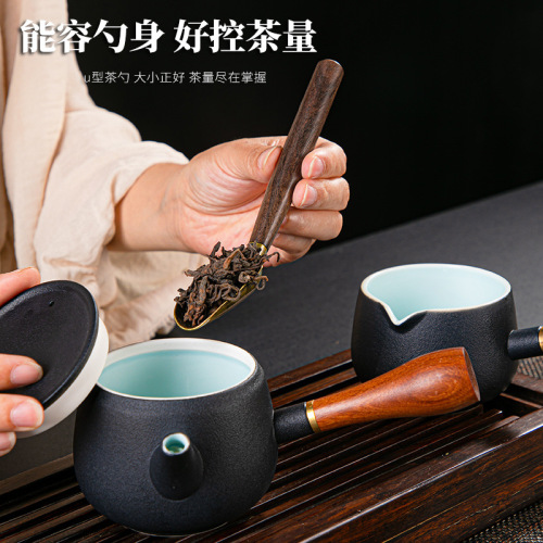 [Super low price] Tea ceremony six gentlemen spare parts ebony five-piece set, tea spoon, cup and fork, tea needle, pot and pen wholesale