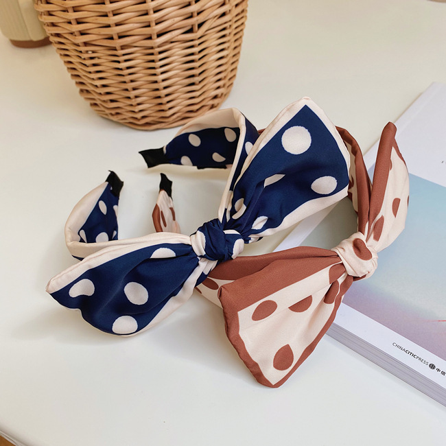 Korean Fashion Polka-dot Big Bowknot Wide-brimmed Hair Fashion Hair Bundle Simple Wash Hair Accessories Nihaojewelry display picture 3