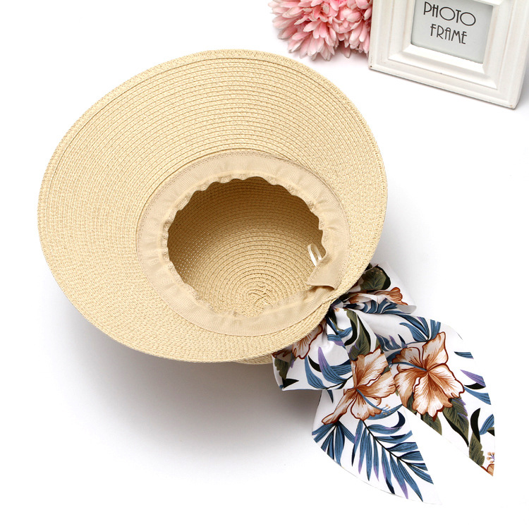 Dames strooien hoed met brede rand voor strand en zomerstijl_voghion.com