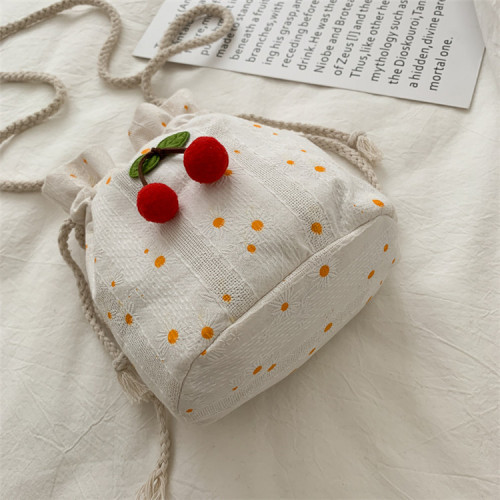 Summer small bag 2020 new crossbody bag female student ins forest style literary canvas bag single shoulder bucket bag trendy