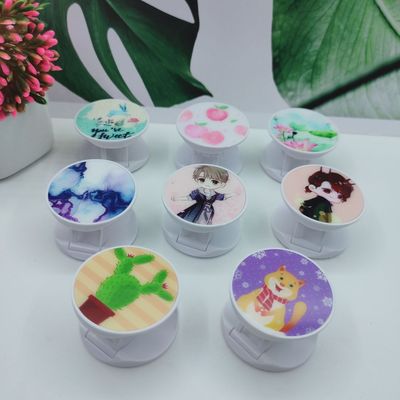 礼品定制手机伸缩推拉支架PC片气囊镜面款图案定制折叠支架直销|ru