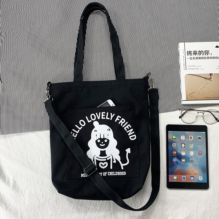 Bolso de lona femenino crossbody estudiante japonés versátil coreano Harajuku ulzzang chica ins hombro bolsa de mensajero de lona