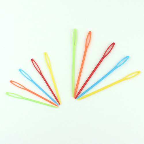 Colored plastic sewing needles, hand sewing needles, large eye knitting needles, children's safety needles, DIY knitting, factory direct sales